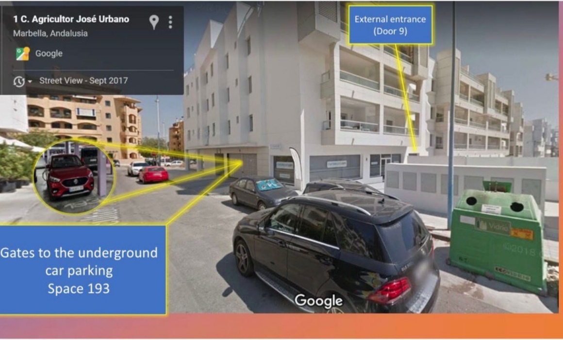 Fotografía con indicaciones de acceso al garaje / Garage access directions