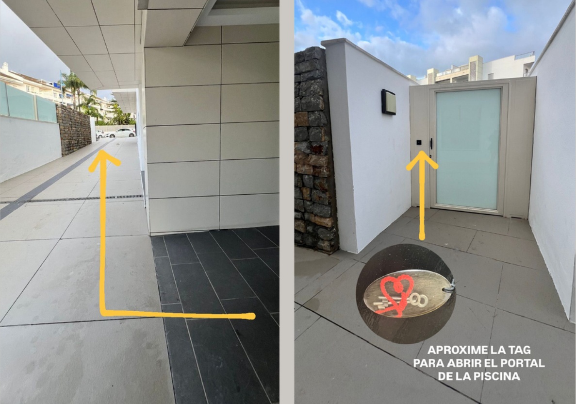Camino y lector de acceso a la piscina / Pool route and access reader
